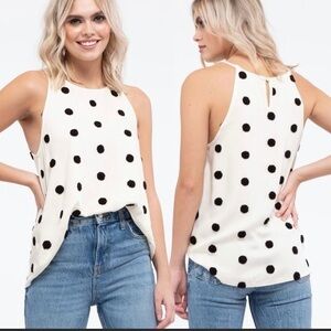 E&M Pom Pom Dot Halter Neck Top Size M